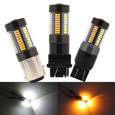 خرید چراغ های راهنمای ترمز LED 1157 3157 7443 4014 66SMD دو رنگ سفید زرد 12 ولت سوئیچ بک online manufacture
