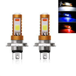 چراغ جلو LED 3 رنگ COB H4 H6 80W P15D BA20D سفید آبی قرمز