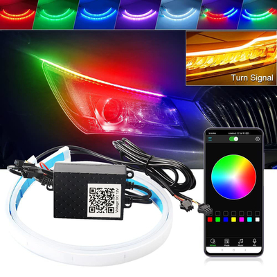 APP Control DRL LED Time Running Light نئون جهانی ضد آب Switchback RGB