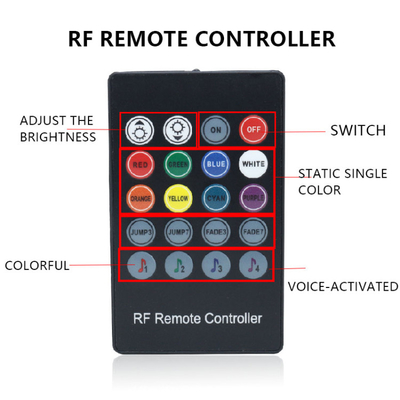 رنگارنگ کنترل صدای محیط چراغ جلو اتومبیل نوار تزئینی RF Rgb 5050