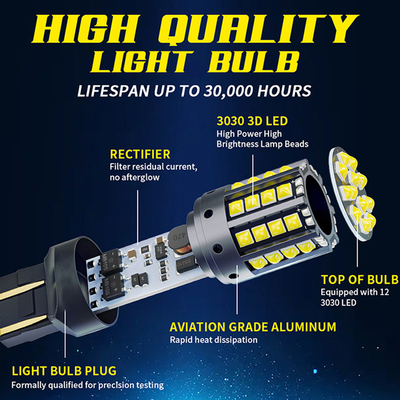 چراغ های چرخش LED آلیاژ آلومینیوم سفید 1156 1157 T20 3030 44SMD چراغ عقب 12V 24V