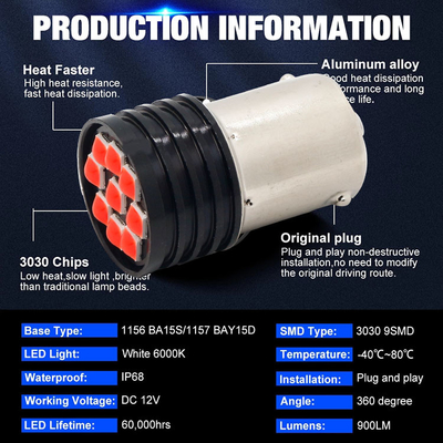 1157 BAY15D LED P21/5W 1156 BA15S P21W لامپ های ال ای دی 9 SMD 3030 R5W R10W لامپ های عقب خودرو