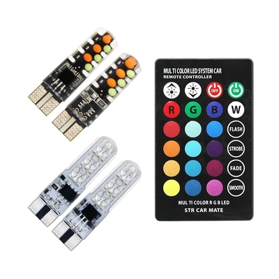روشنایی نوع جدید خودرو داخل لامپ LED T10 5050 6SMD رنگ RGB با RGB با چراغ های فلش کننده استروب از راه دور