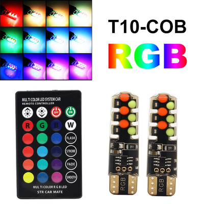 روشنایی نوع جدید خودرو داخل لامپ LED T10 5050 6SMD رنگ RGB با RGB با چراغ های فلش کننده استروب از راه دور