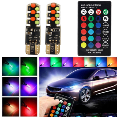 روشنایی نوع جدید خودرو داخل لامپ LED T10 5050 6SMD رنگ RGB با RGB با چراغ های فلش کننده استروب از راه دور