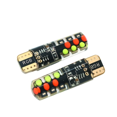 روشنایی نوع جدید خودرو داخل لامپ LED T10 5050 6SMD رنگ RGB با RGB با چراغ های فلش کننده استروب از راه دور