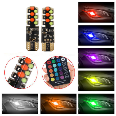روشنایی نوع جدید خودرو داخل لامپ LED T10 5050 6SMD رنگ RGB با RGB با چراغ های فلش کننده استروب از راه دور