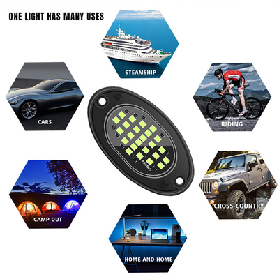 12 ولت نور شاسی ضد آب 2835 ال ای دی تک رنگ سفید خالص 24 ال ای دی نور سنگ برای کامیون جیپ ATV UTV Offroad Underglow