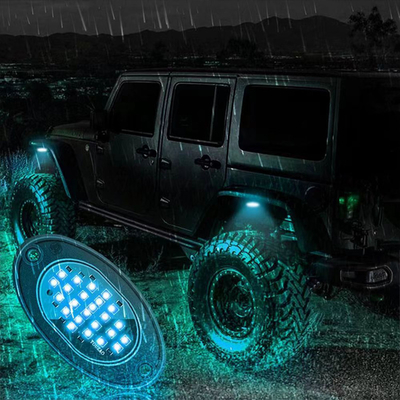 12 ولت نور شاسی ضد آب 2835 ال ای دی تک رنگ سفید خالص 24 ال ای دی نور سنگ برای کامیون جیپ ATV UTV Offroad Underglow