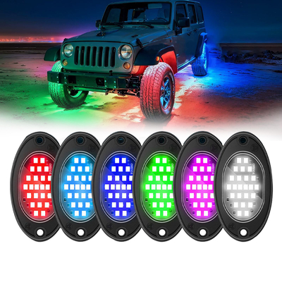 12 ولت نور شاسی ضد آب 2835 ال ای دی تک رنگ سفید خالص 24 ال ای دی نور سنگ برای کامیون جیپ ATV UTV Offroad Underglow