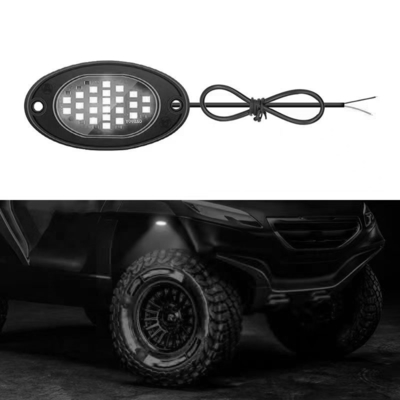 12 ولت نور شاسی ضد آب 2835 ال ای دی تک رنگ سفید خالص 24 ال ای دی نور سنگ برای کامیون جیپ ATV UTV Offroad Underglow