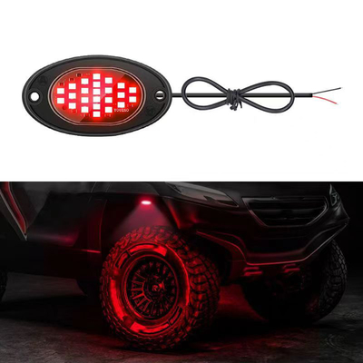 12 ولت نور شاسی ضد آب 2835 ال ای دی تک رنگ سفید خالص 24 ال ای دی نور سنگ برای کامیون جیپ ATV UTV Offroad Underglow