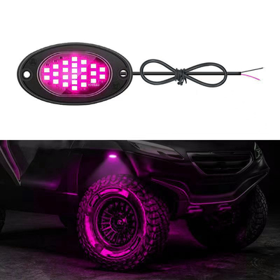 12 ولت نور شاسی ضد آب 2835 ال ای دی تک رنگ سفید خالص 24 ال ای دی نور سنگ برای کامیون جیپ ATV UTV Offroad Underglow