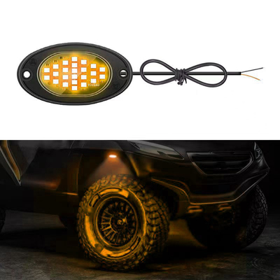 12 ولت نور شاسی ضد آب 2835 ال ای دی تک رنگ سفید خالص 24 ال ای دی نور سنگ برای کامیون جیپ ATV UTV Offroad Underglow