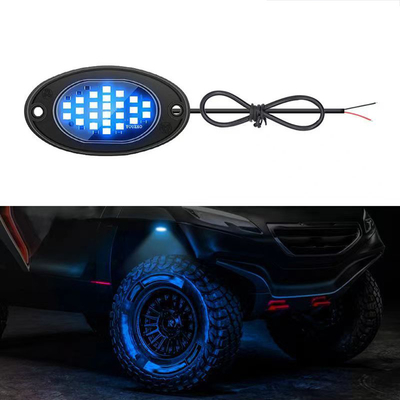 12 ولت نور شاسی ضد آب 2835 ال ای دی تک رنگ سفید خالص 24 ال ای دی نور سنگ برای کامیون جیپ ATV UTV Offroad Underglow