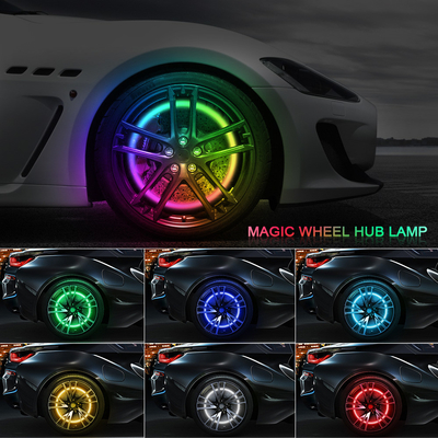 RGB SMD 5050 LED Strip IP67 ضد آب LED چرخ ماشین هاب رنگ روشن RGB چراغ چرخ LED برای دوار خودرو با کنترل اپلیکیشن