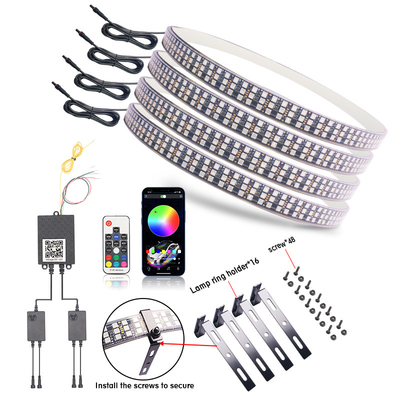 RGB SMD 5050 LED Strip IP67 ضد آب LED چرخ ماشین هاب رنگ روشن RGB چراغ چرخ LED برای دوار خودرو با کنترل اپلیکیشن