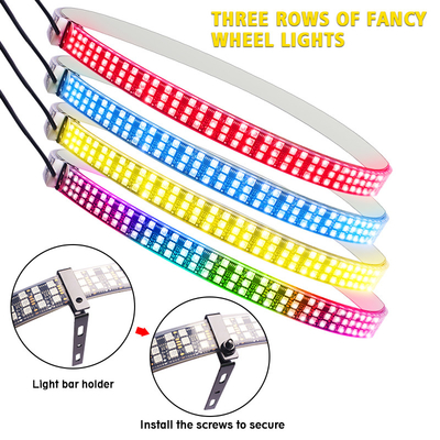 RGB SMD 5050 LED Strip IP67 ضد آب LED چرخ ماشین هاب رنگ روشن RGB چراغ چرخ LED برای دوار خودرو با کنترل اپلیکیشن