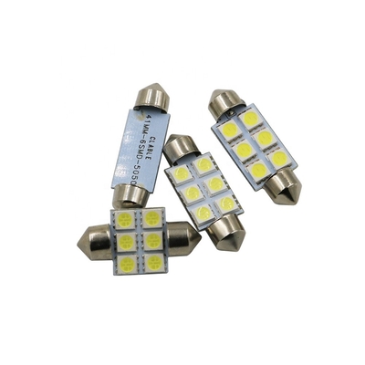 Festoon C5W 5050 6SMD LED چراغ های داخلی خودرو چراغ حباب گنبد آبی سفید DC 12V 31mm 36mm 39mm 41mm
