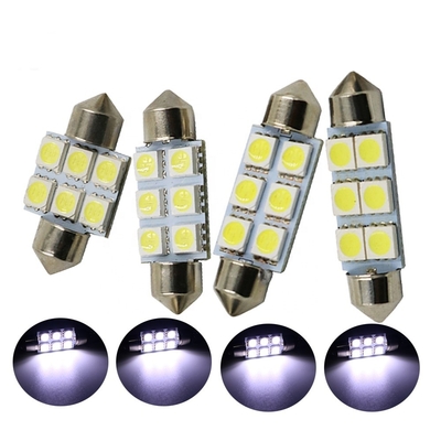 Festoon C5W 5050 6SMD LED چراغ های داخلی خودرو چراغ حباب گنبد آبی سفید DC 12V 31mm 36mm 39mm 41mm
