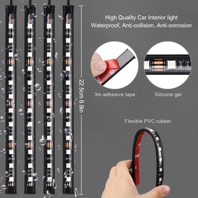 4 عدد 48 چراغ LED استریپ داخلی خودرو IP65 با کنترل برنامه پورت USB