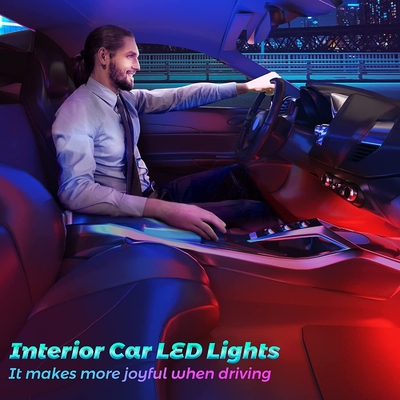 4 عدد 48 چراغ LED استریپ داخلی خودرو IP65 با کنترل برنامه پورت USB